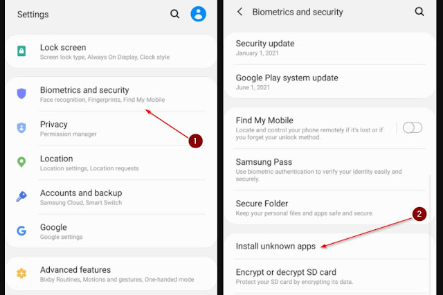 Pengaturan install unknown apps di Android