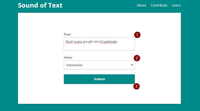 langkah menggunakan sound of text