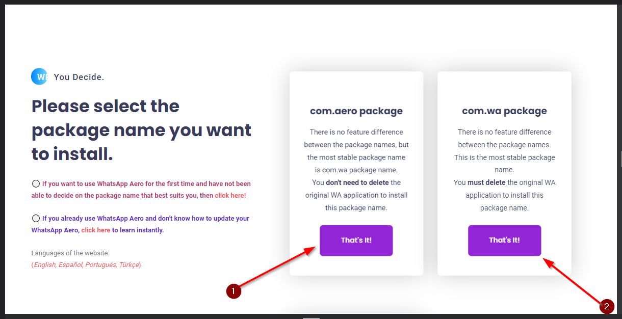 download 2 versi wa aero official
