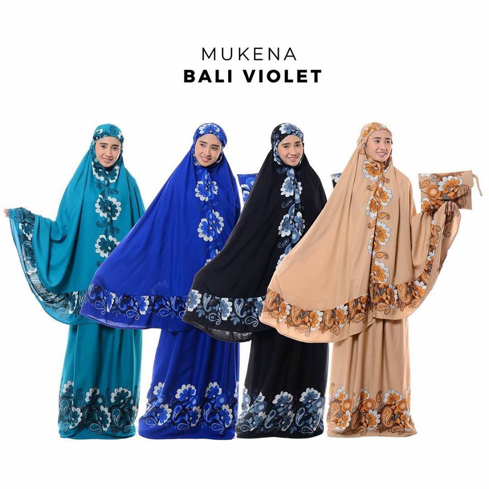 model unik mukena bali violet