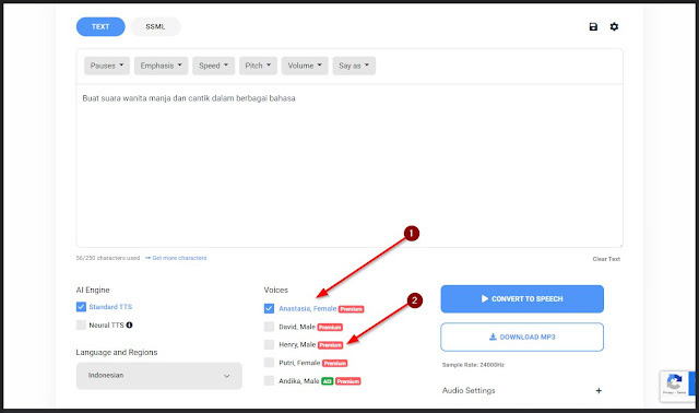 sound of text wa pria dan wanita di voicemaker
