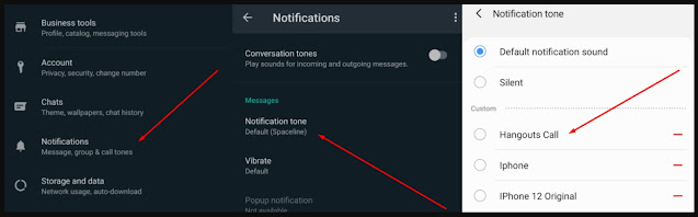 pilih opsi notification tone di pengaturan wa